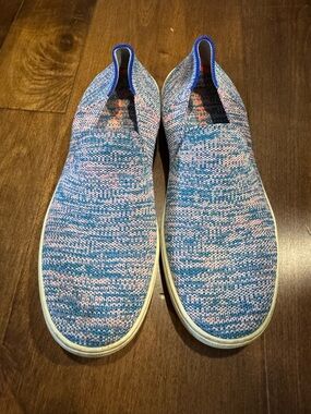 Rothy's Blue and Pink Knit Slip-On Sneakers